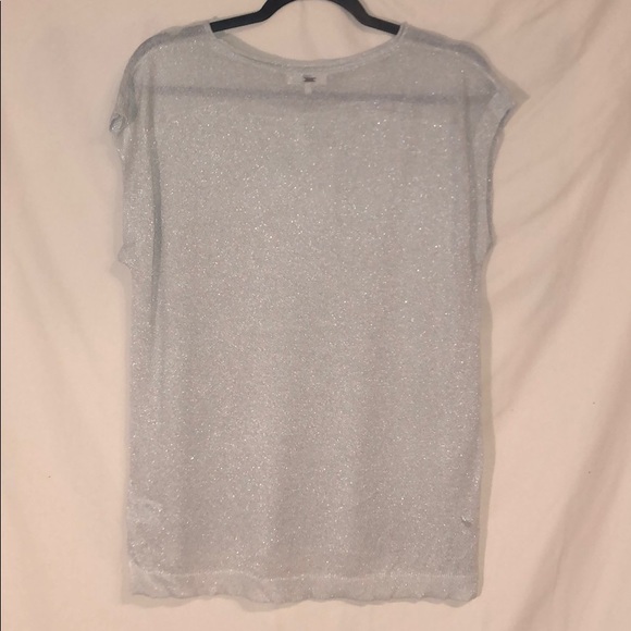 ♥️ WITH TAGS CKS Metallic Silver Short Slv Sweater - Picture 7 of 8